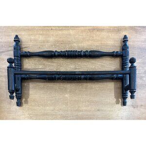 Black Wood TURNED SPINDLES  Wall Mounted Towel Rack Hanger Victorian Vintage